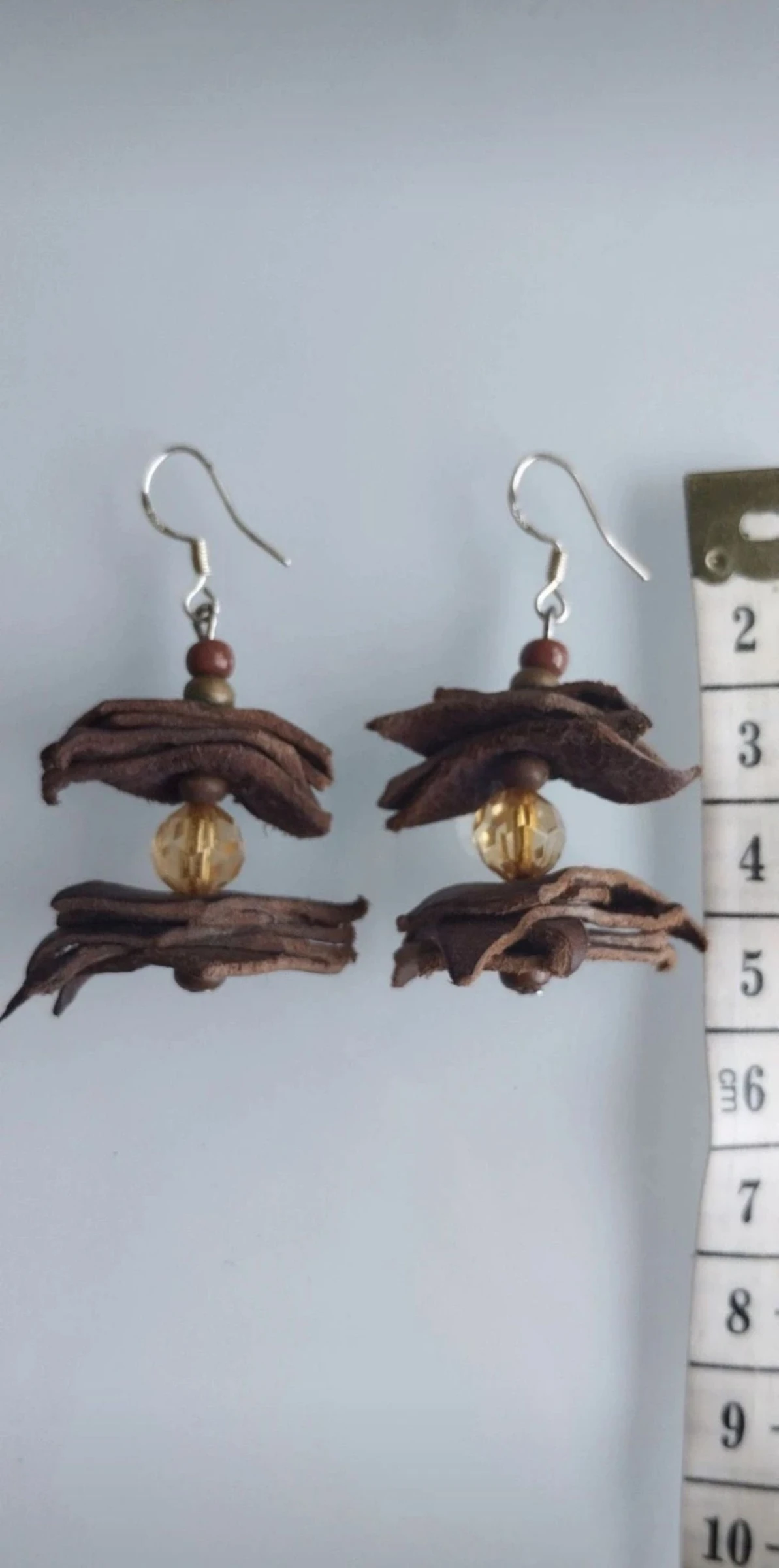 🪾🐂🌟Cute Handmade Leather and Faceted Resin Earrings🪾🌟🐂 – photo 4